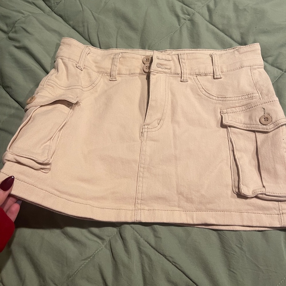 SHEIN Beige Cargo Pocket Mini Skirt